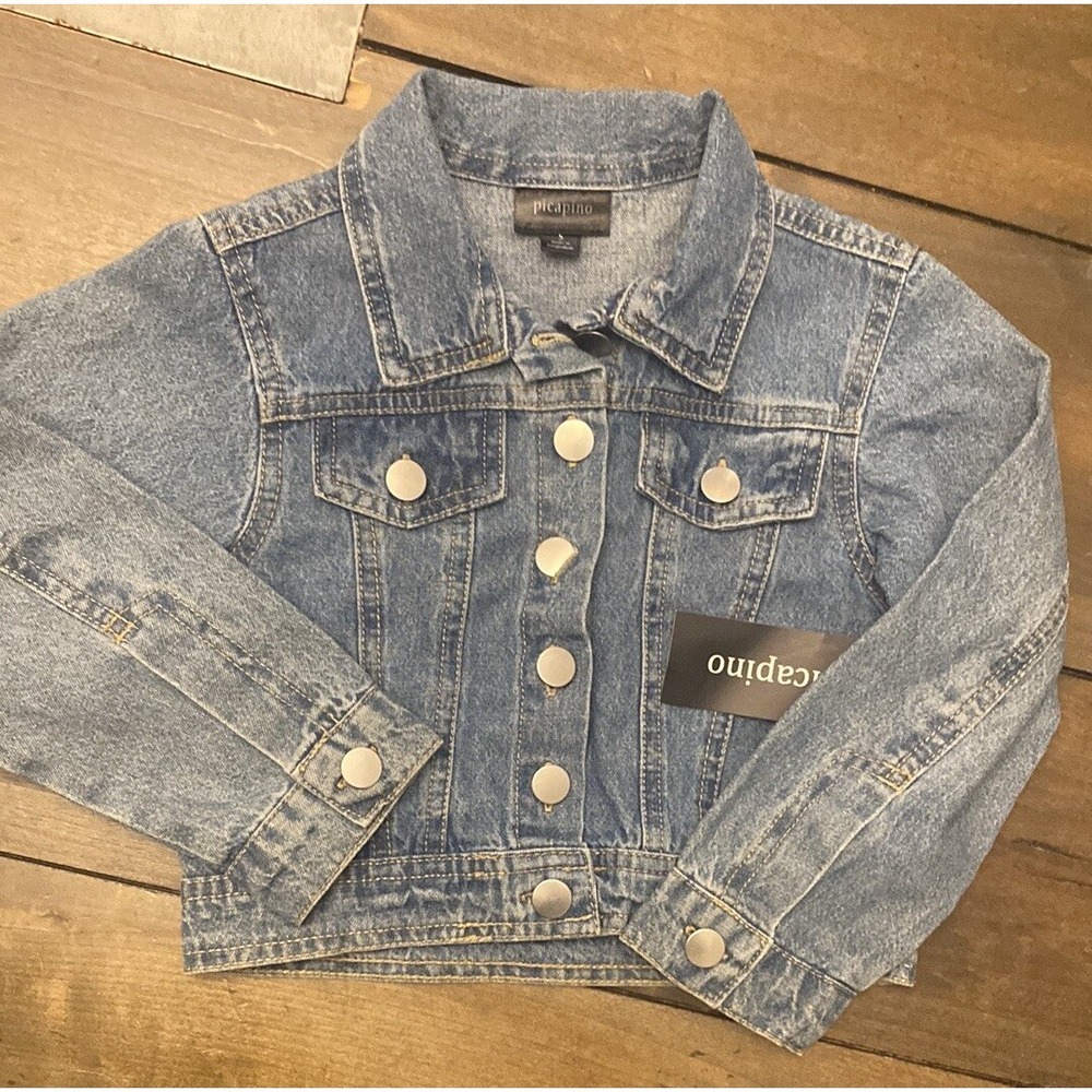 Picapino Youth Denim Jacket Button Up Size 5‎ Light Wash Lightweight